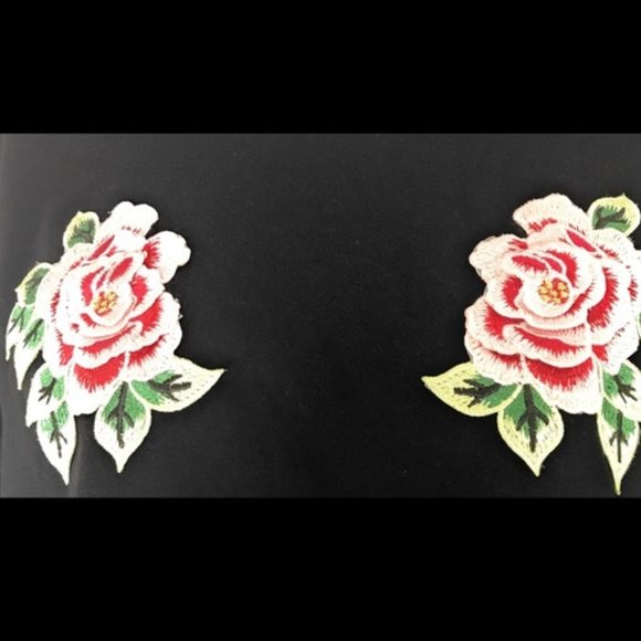 Divided Black Embroidered Rose Crop Top … - Picture 4 of 7